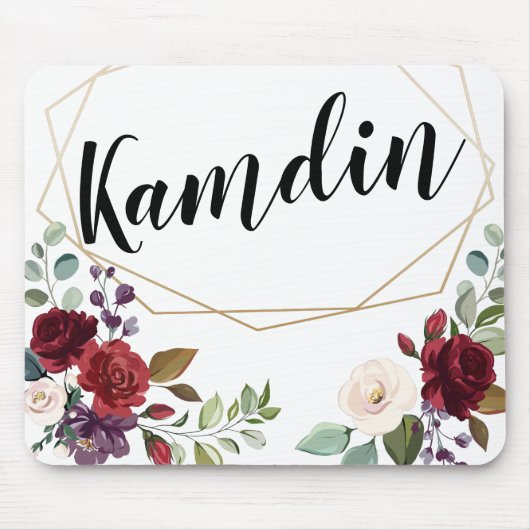 マウスパーソナライズされたパッドホワイトローズ金ゴールドルーム マウスパッド (正面)