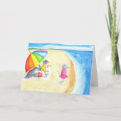 マウスファミリーのビーチ夏期グリーティングカード カード (正面)