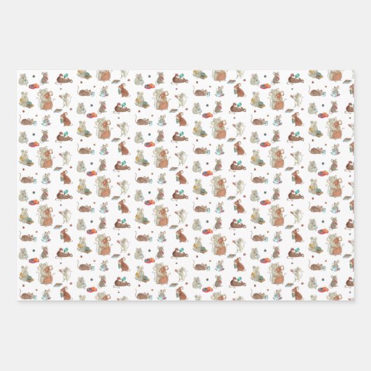マウスファミリークリスマス ラッピングペーパーシート (正面3)