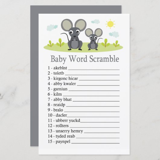 マウスベビーの単語スクランブルゲーム (正面/裏面)