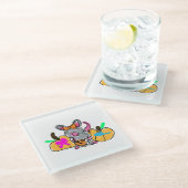 マウスベビーの秋 ガラスコースター (アングル)