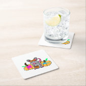 マウスベビーの秋 スクエアペーパーコースター (インサイチュ)