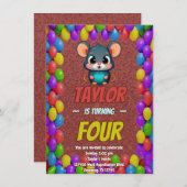 マウスユニークパーソナライズされた誕生日招待状子 招待状 (正面/裏面)