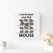 マウスラットアニマル私はあなたの素敵なペットマウスになることができる スクエア壁時計 (ホーム)