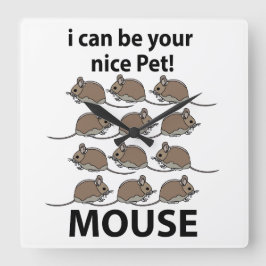 マウスラットアニマル私はあなたの素敵なペットマウスになることができる スクエア壁時計
