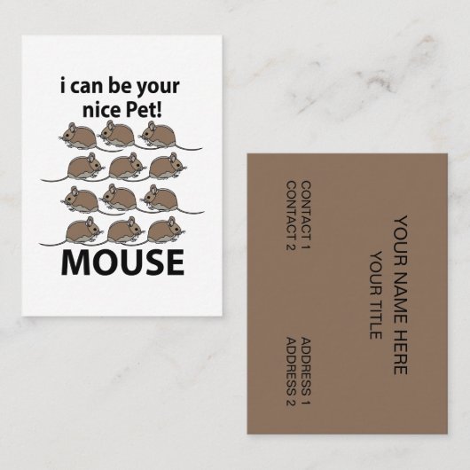 マウスラットアニマル私はあなたの素敵なペットマウスになることができる 名刺 (正面/裏面)