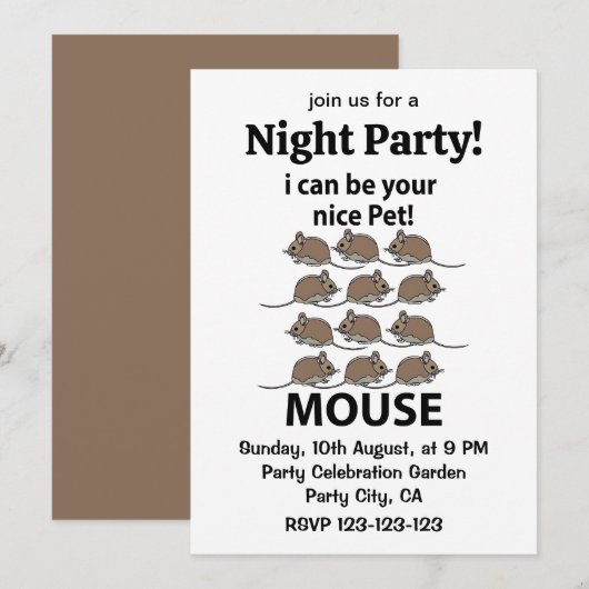 マウスラットアニマル私はあなたの素敵なペットマウスになることができる 招待状 (正面/裏面)