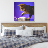 マウス付き子猫 キャンバスプリント (インサイチュ (寝室))