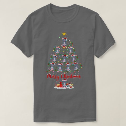 マウス動物愛好家マッチングサンタマウスクリスマス Tシャツ (デザイン正面)