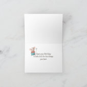 マウス動物漫画メガネ第5誕生日カード カード (内部)