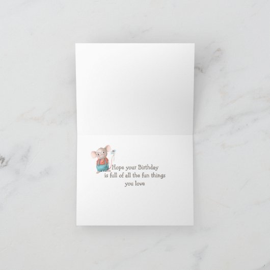 マウス動物漫画メガネ2nd誕生日 カード (内部)