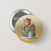 マウス及び雑誌が付いているバッグのプリンセスの子ネコ 缶バッジ (正面&裏面)