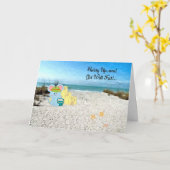 マウス建物砂の城で子供を得る カード (黄色い花)