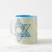 マウス引き分けの宝石によって飾られるダビデの星 ツートーンマグカップ (正面左)