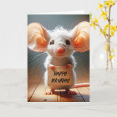 マウス段ボール誕生日記号 カード (黄色い花)