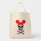 マウス耳のカートゥーンハットを被ったドクロとクロスボーン トートバッグ (正面)