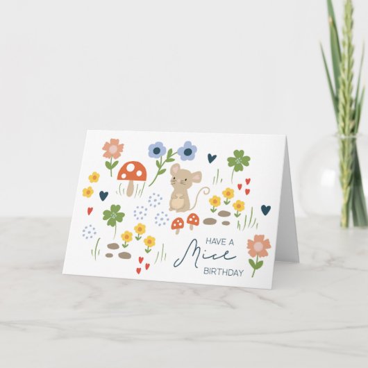 マウス誕生日カー子供へド最初の誕生日 カード (正面)