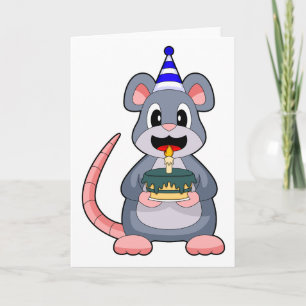 マウス誕生日キャンドルケーキ カード