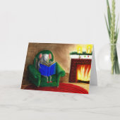 マウス読ファミリーの暖炉クリスマスカード カード (正面)