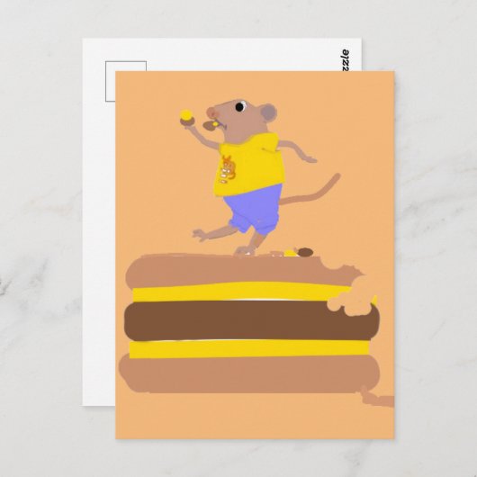 マウス踊りオン食べ物(およびマウスのバースト) ポストカード (正面/裏面)