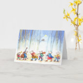 マウス音楽バンド-子供の挨拶状 カード (黄色い花)