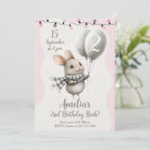 マウス魅力的バルーン2回目の誕生日パーティー 招待状 (スタンド正面)