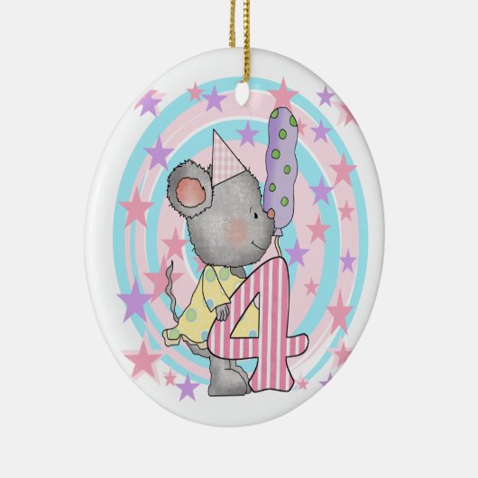 マウス4th誕生日Tシャツとギフト セラミックオーナメント (右)