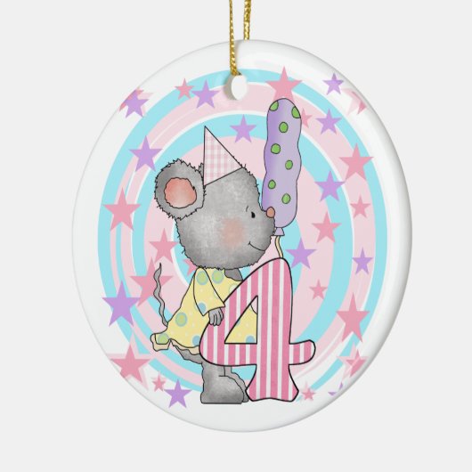 マウス4th誕生日Tシャツとギフト セラミックオーナメント (左)