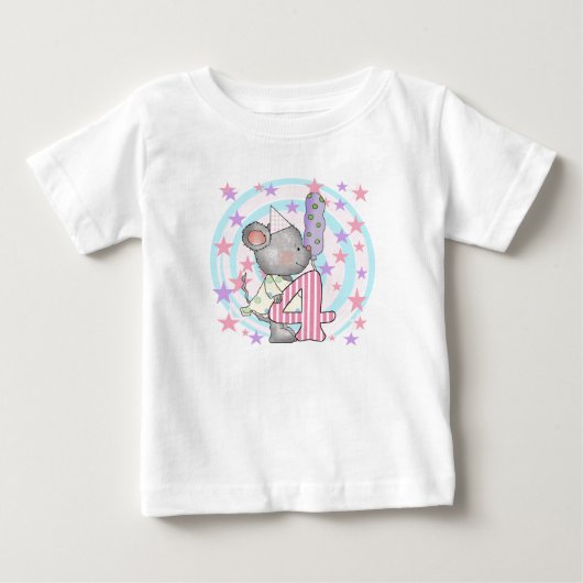 マウス4th誕生日Tシャツとギフト ベビーTシャツ (正面)