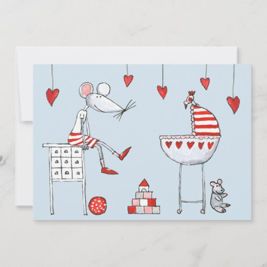 マウス&クレードルベビーシャワー招待状 招待状 (裏面)