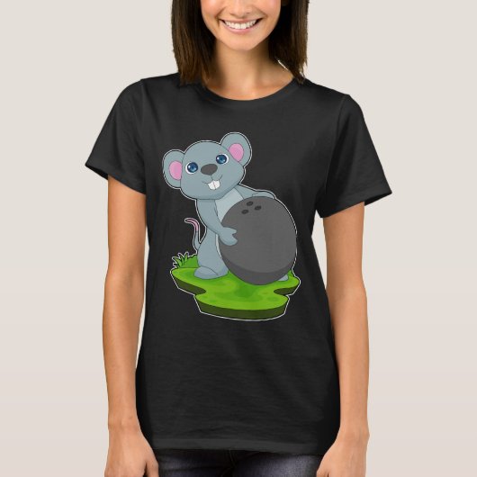 マウス ボウリング ボウリングボール スポーツ Tシャツ (正面)