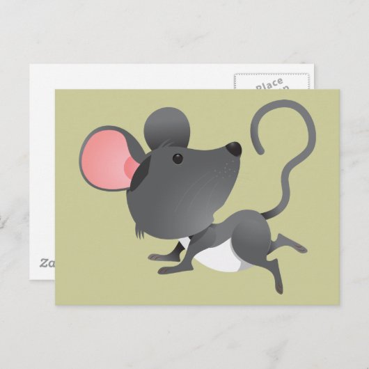 マウス マウス ネズミ げっ歯類 哺乳類 かわいい カートゥーン 動物 ポストカード (正面/裏面)