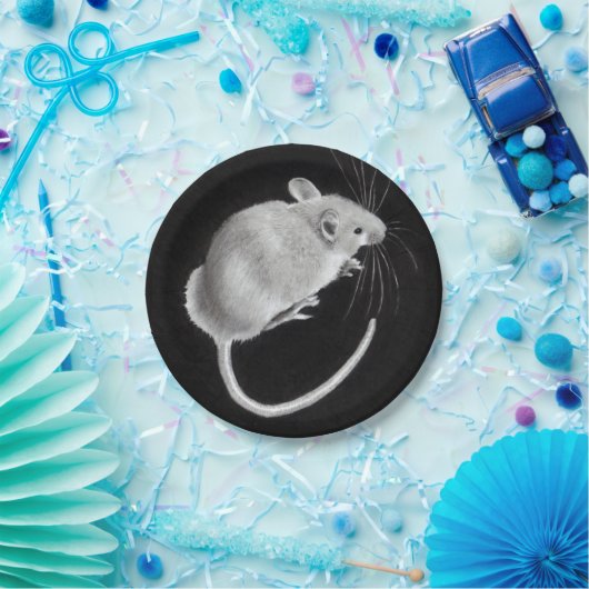 マウス: 現実的な鉛筆のスケッチ: プレートのマウス! ペーパープレート (パーティー)