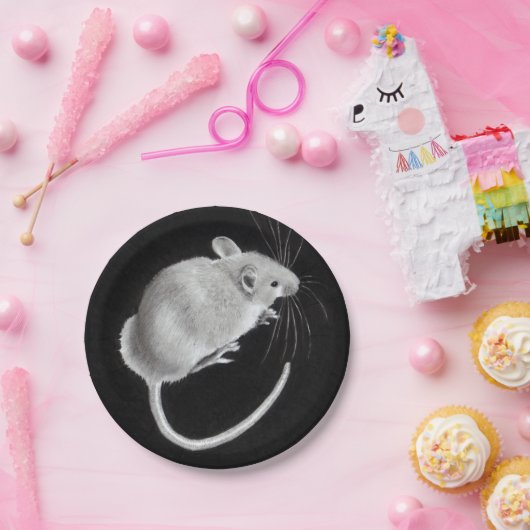マウス: 現実的な鉛筆のスケッチ: プレートのマウス! ペーパープレート (パーティー)