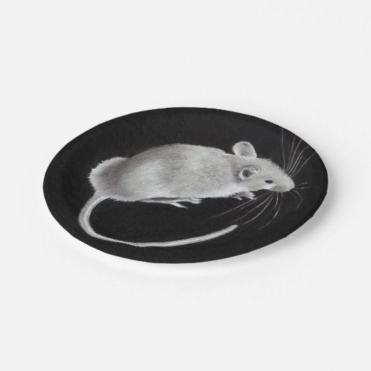マウス: 現実的な鉛筆のスケッチ: プレートのマウス! ペーパープレート (アングル)