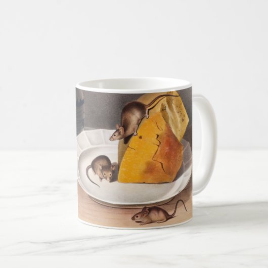 マウス(Mus-musculus)イラストレーション コーヒーマグカップ (正面右)