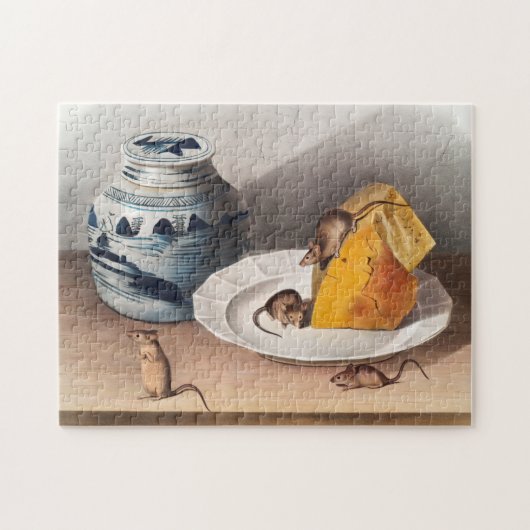 マウス(Mus-musculus)イラストレーション ジグソーパズル (横)