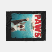 マウスKを追っユーモアのあるて歩く猫マウス猫 フリースブランケット (正面(横))