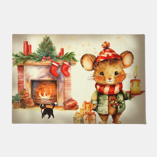 マウズハウスクリスマスドーム/ラグ ドアマット (正面)