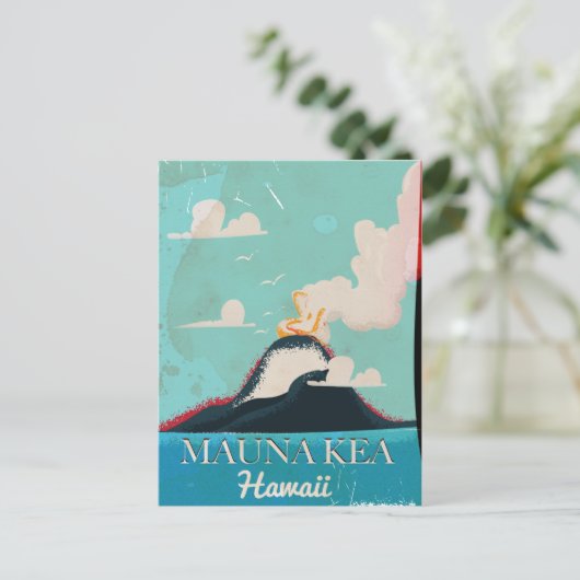 マウナケア火山ヴィンテージハワイ旅行ポスター ポストカード (スタンド正面)