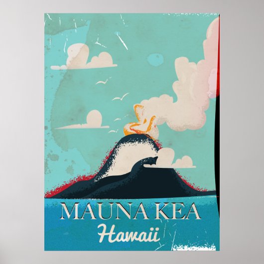 マウナケア火山 ビンテージ ハワイ 旅行 ポスター (正面)