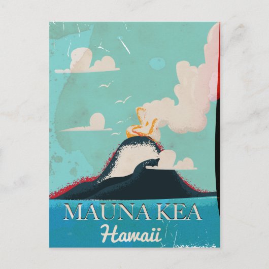 マウナケア火山 ビンテージ ハワイ 旅行 ポスター ポストカード (正面)