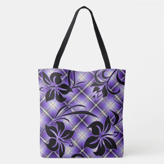 マウナロアハワイアンハイビスカスプレイドビーチバッグ トートバッグ (裏面)