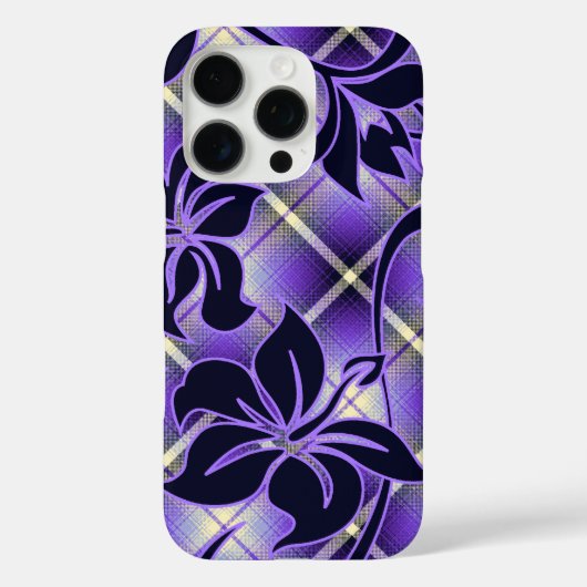 マウナロアハワイアンハイビスカス格子柄パープル Case-Mate iPhoneケース (裏面)