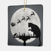 マウパーソナライズされたスチェスのサンタと満月キャット セラミックオーナメント (左)