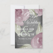 マウブウォーターカラーフローラと黒板 セーブザデート (正面)