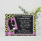 マウブホワイトアンドグリーンモノグラムレオパード招待状 招待状 (スタンド正面)