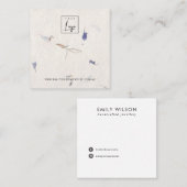 マウブ花びら手作り紙スタッドイヤリングディスプレイ スクエア名刺 (正面/裏面)