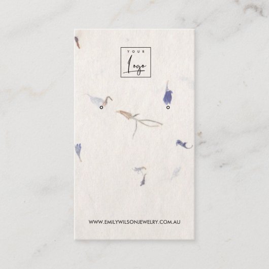 マウブ花びら手作り紙スタッドイヤリングディスプレイ 名刺 (正面)