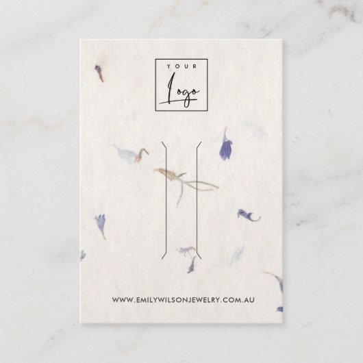 マウブ花びら手作り紙ヘアクリップ表示カード 名刺 (正面)